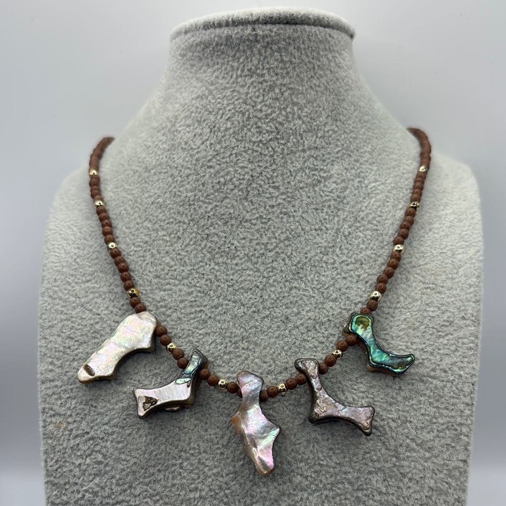 Zuni Brown and Silver Natural Style  Necklace 16”